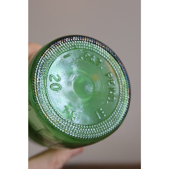 Vintage Green Glass Barrel Bottle with Hand Carved Cork Head - Picture 4 of 4